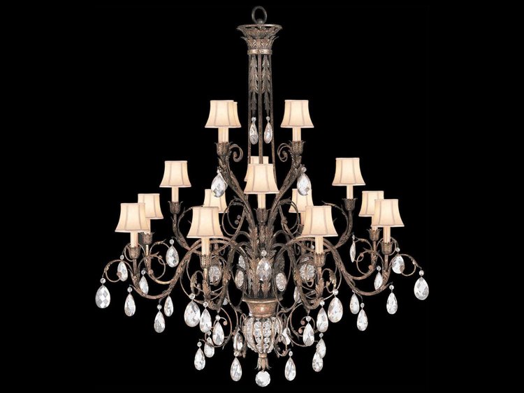 Fine Art Handcrafted Lighting A Midsummer Nights Dream 16-Light Gold Brown Crystal Candelabra Empire Chandelier