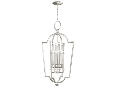 Fine Art Handcrafted Lighting Allegretto 8-Light Silver Leaf Candelabra Tiered Chandelier