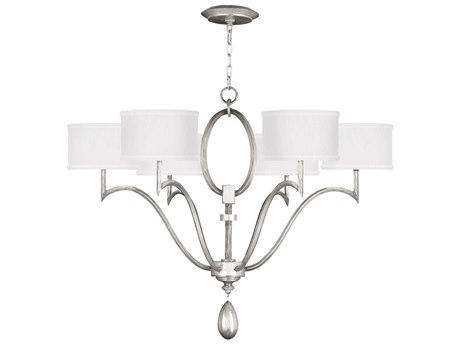 Fine Art Handcrafted Lighting Allegretto 6-Light Silver Leaf Candelabra Drum Tiered Chandelier