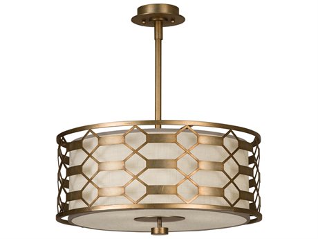 Fine Art Handcrafted Lighting Allegretto 3-Light Gold Drum Pendant