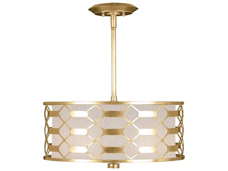 Fine Art Handcrafted Lighting Allegretto 3-Light Gold Leaf Drum Pendant