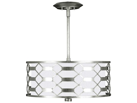 Fine Art Handcrafted Lighting Allegretto 3-Light Silver Leaf Drum Pendant
