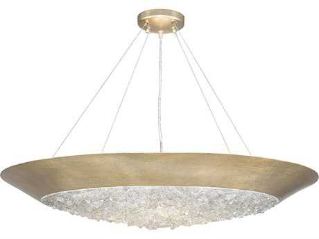 Fine Art Handcrafted Lighting Arctic Halo 3-Light Gold Crystal Glass Bowl Pendant