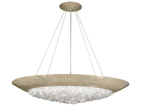 Fine Art Handcrafted Lighting Arctic Halo 3-Light Champagne Tinted Gold Leaf Crystal Glass Bowl Pendant