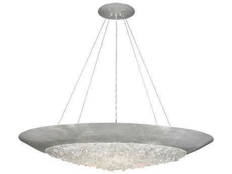 Fine Art Handcrafted Lighting Arctic Halo 3-Light Silver Leaf Crystal Glass Bowl Pendant
