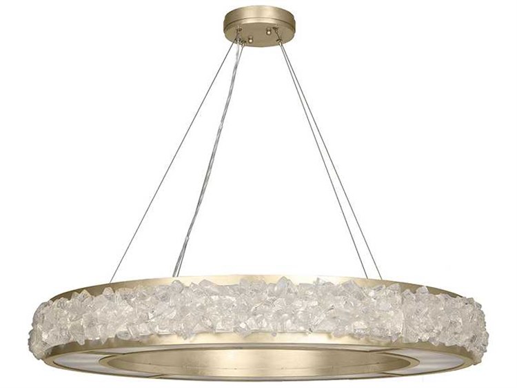 Fine Art Handcrafted Lighting Arctic Halo 16-Light Champagne Tinted Gold Leaf Crystal Glass Pendant