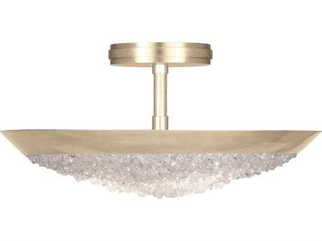 Fine Art Handcrafted Lighting Arctic Halo Champagne Tinted Gold Crystal Glass Bowl Semi Flush Mount
