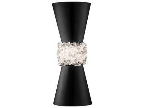 Fine Art Handcrafted Lighting Arctic Halo Matte Black Crystal Glass Wall Sconce