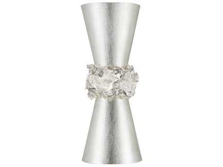 Fine Art Handcrafted Lighting Arctic Halo Platinized Silver Leaf Crystal Glass Wall Sconce