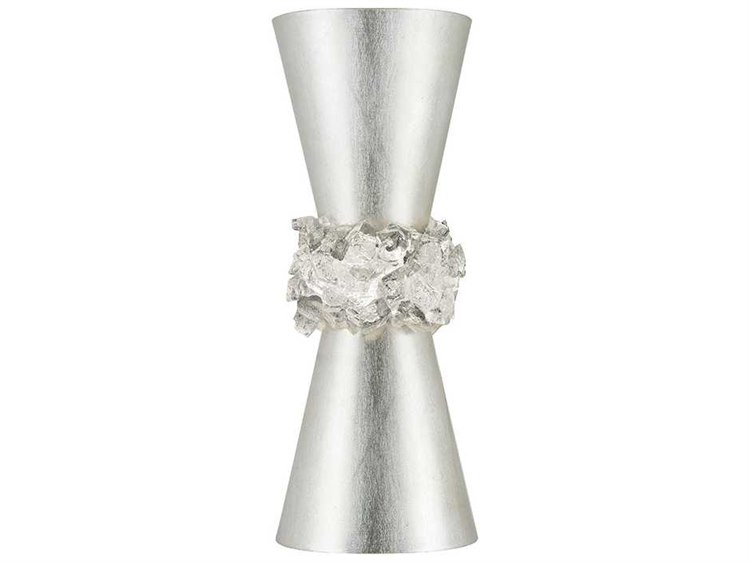 Fine Art Handcrafted Lighting Arctic Halo Platinized Silver Leaf Crystal Glass Wall Sconce