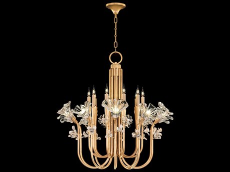 Fine Art Handcrafted Lighting Azu 20-Light Gold Crystal Candelabra Chandelier