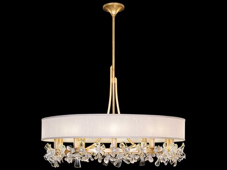 Fine Art Handcrafted Lighting Azu 10-Light Gold Crystal Drum Chandelier
