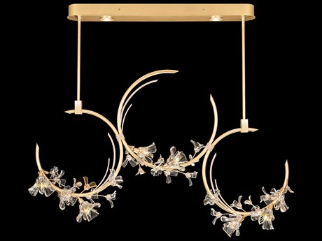 Fine Art Handcrafted Lighting Azu 10-Light Gold Crystal Tiered Island Pendant