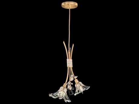 Fine Art Handcrafted Lighting Azu 2-Light Gold Crystal Bell Mini Pendant
