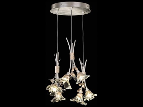 Fine Art Handcrafted Lighting Azu 6-Light Silver Crystal Pendant