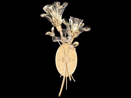 Fine Art Handcrafted Lighting Azu 2-Light Gold Crystal Wall Sconce