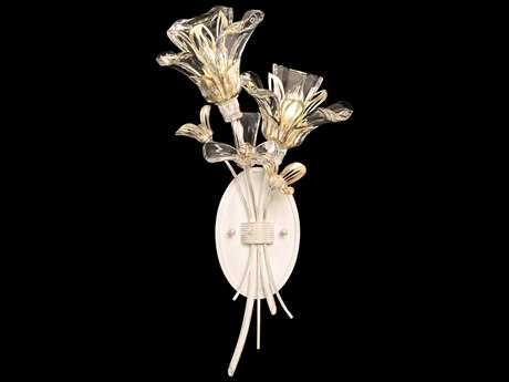 Fine Art Handcrafted Lighting Azu 2-Light White Crystal Wall Sconce