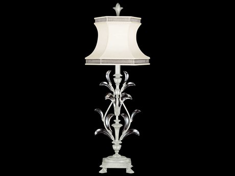 Fine Art Handcrafted Lighting Beveled Arcs Silver Leaf Crystal Buffet Lamp