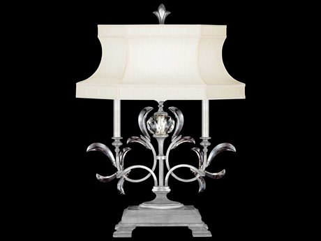 Fine Art Handcrafted Lighting Beveled Arcs Silver Leaf Crystal Buffet Lamp