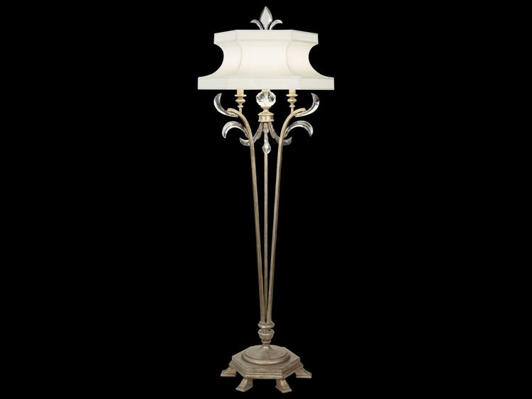 Fine Art Handcrafted Lighting Beveled Arcs Silver Crystal Floor Lamp
