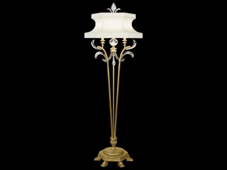 Fine Art Handcrafted Lighting Beveled Arcs Gold Crystal Floor Lamp