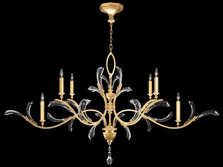 Fine Art Handcrafted Lighting Beveled Arcs 6-Light Gold Leaf Crystal Tiered Island Pendant