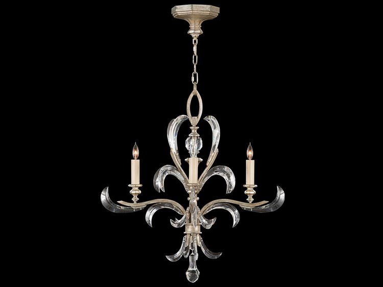 Fine Art Handcrafted Lighting Beveled Arcs 4-Light Silver Crystal Candelabra Chandelier