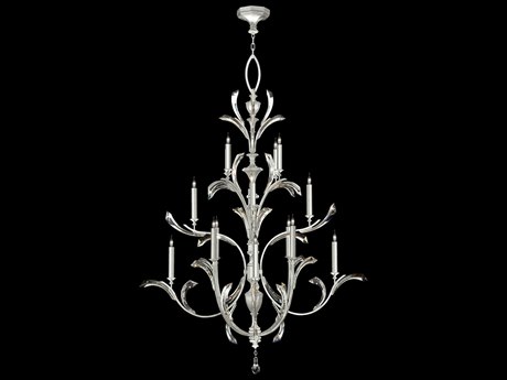 Fine Art Handcrafted Lighting Beveled Arcs 16-Light6-Light Silver Leaf Crystal Candelabra Tiered Chandelier