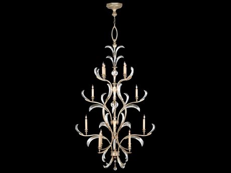 Fine Art Handcrafted Lighting Beveled Arcs 16-Light Silver Crystal Candelabra Tiered Chandelier
