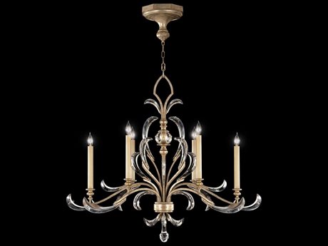 Fine Art Handcrafted Lighting Beveled Arcs 6-Light Silver Crystal Candelabra Chandelier