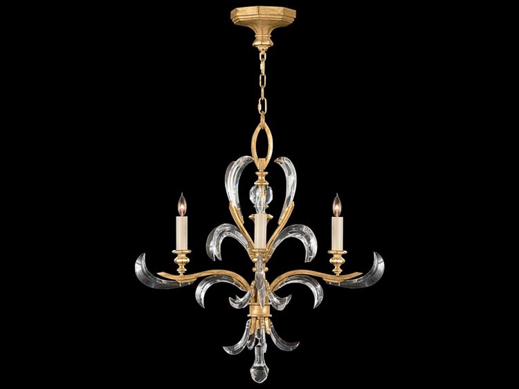 Fine Art Handcrafted Lighting Beveled Arcs 4-Light Gold Crystal Candelabra Chandelier