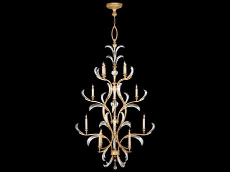 Fine Art Handcrafted Lighting Beveled Arcs 16-Light Gold Crystal Candelabra Chandelier