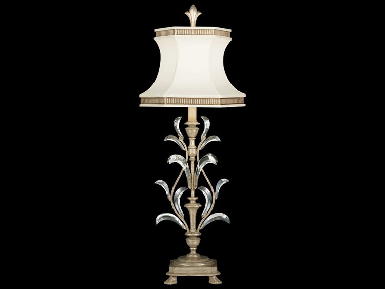 Fine Art Handcrafted Lighting Beveled Arcs Silver Crystal Table Lamp