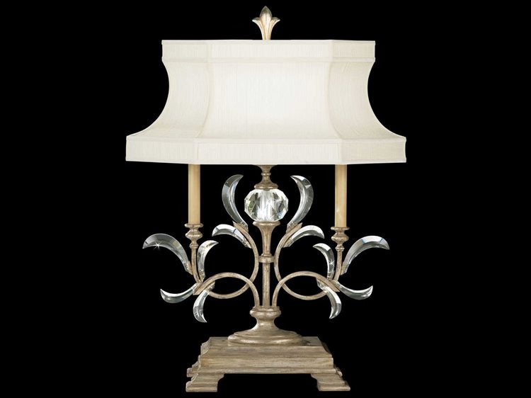 Fine Art Handcrafted Lighting Beveled Arcs Silver Crystal Table Lamp