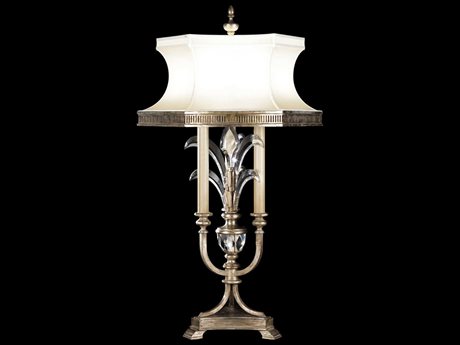 Fine Art Handcrafted Lighting Beveled Arcs Silver Crystal Table Lamp