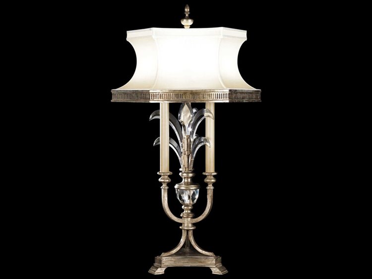Fine Art Handcrafted Lighting Beveled Arcs Silver Crystal Table Lamp