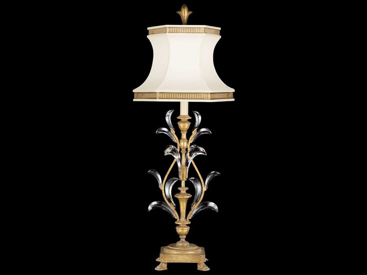 Fine Art Handcrafted Lighting Beveled Arcs Gold Crystal Table Lamp