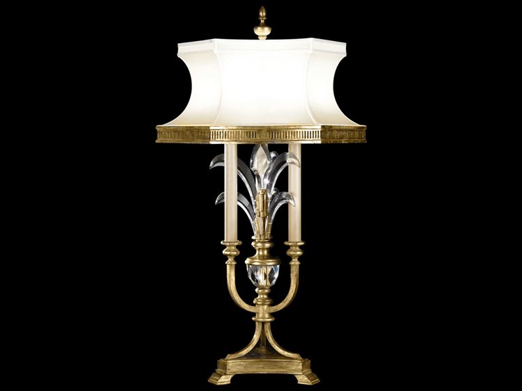Fine Art Handcrafted Lighting Beveled Arcs Gold Crystal Table Lamp