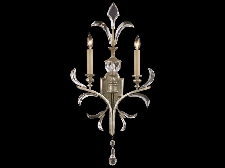 Fine Art Handcrafted Lighting Beveled Arcs Silver Crystal Wall Sconce