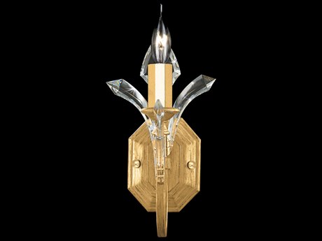 Fine Art Handcrafted Lighting Beveled Arcs 1-Light Gold Leaf Crystal Wall Sconce