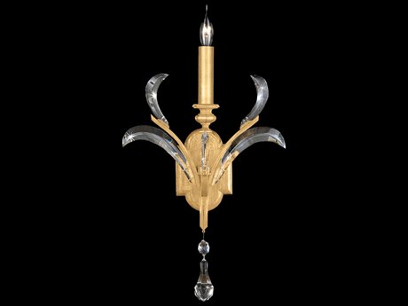 Fine Art Handcrafted Lighting Beveled Arcs 1-Light Gold Leaf Crystal Wall Sconce