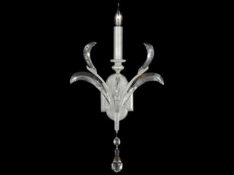 Fine Art Handcrafted Lighting Beveled Arcs 1-Light Silver Leaf Crystal Wall Sconce