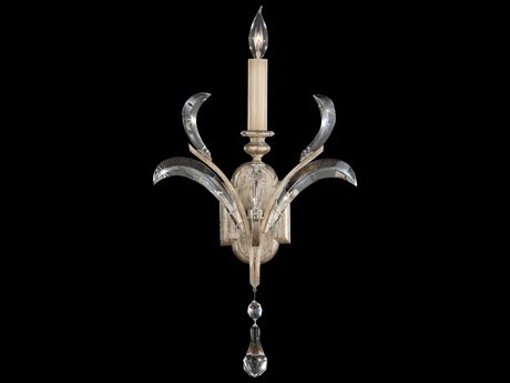 Fine Art Handcrafted Lighting Beveled Arcs Silver Crystal Wall Sconce