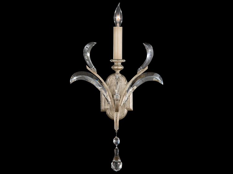 Fine Art Handcrafted Lighting Beveled Arcs Silver Crystal Wall Sconce
