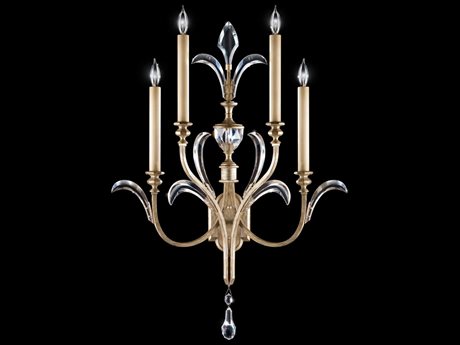 Fine Art Handcrafted Lighting Beveled Arcs Silver Crystal Wall Sconce