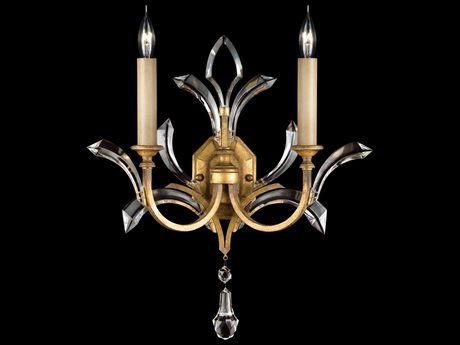 Fine Art Handcrafted Lighting Beveled Arcs Gold Crystal Wall Sconce