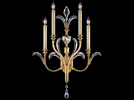 Fine Art Handcrafted Lighting Beveled Arcs Gold Crystal Wall Sconce