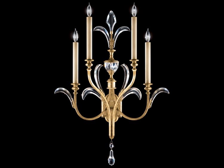 Fine Art Handcrafted Lighting Beveled Arcs Gold Crystal Wall Sconce
