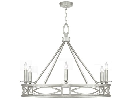 Fine Art Handcrafted Lighting Cienfuegos 6-Light Silver Leaf Candelabra Chandelier