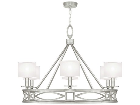 Fine Art Handcrafted Lighting Cienfuegos 6-Light Silver Leaf Candelabra Empire Chandelier